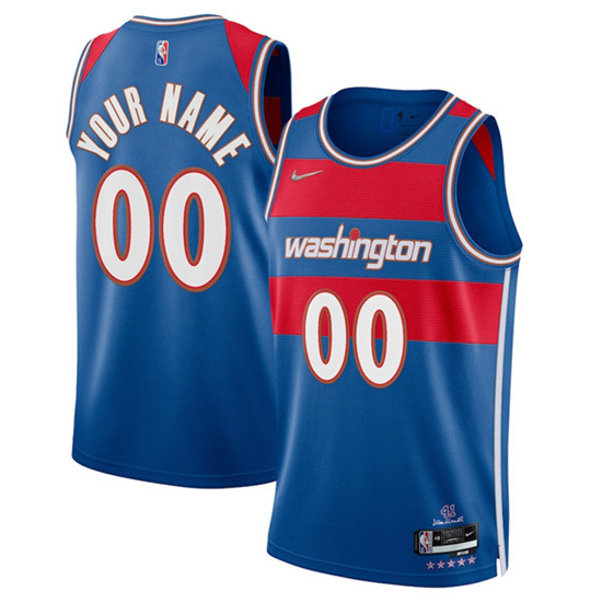 Men' Wizards Active Custom Blue 75th Anniversary City Stitched Jersey