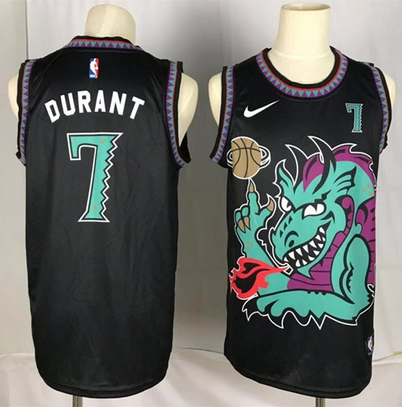 Men's Brooklyn Nets #7 Kevin Durant Black Dragon Swingman Stitched NBA Jersey
