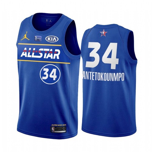 Men's 2021 All-Star #34 Giannis Antetokounmpo Blue Eastern Conference ...