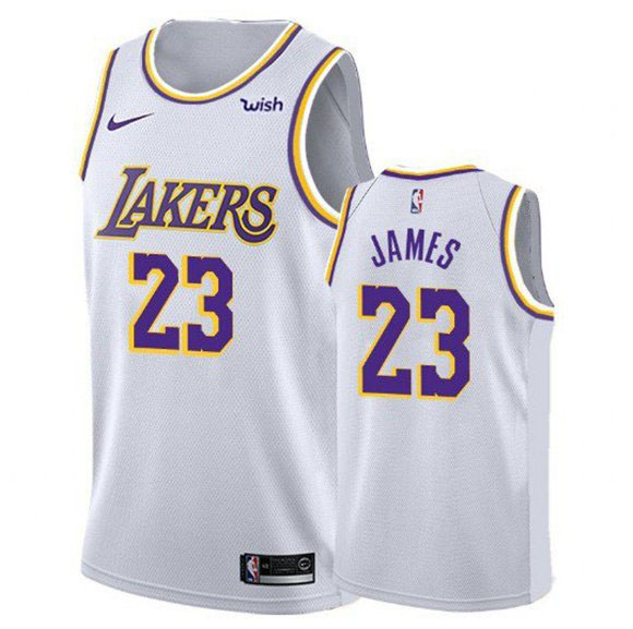Men's Los Angeles Lakers #23 LeBron James White Stitched NBA Jersey