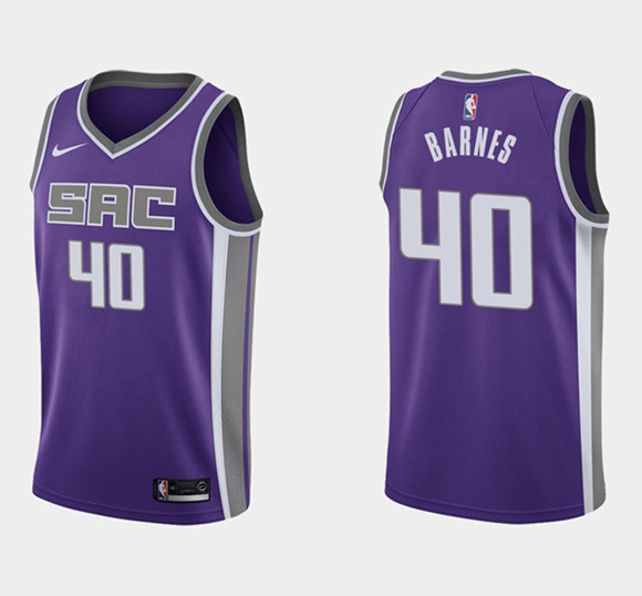Men's Sacramento Kings #40 Harrison Barnes Purple Icon Swingman Basketball Stitched Jersey