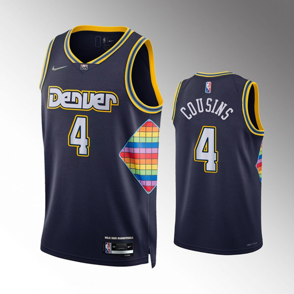 Men's Denver Nuggets #4 DeMarcus Cousins Navy 75th Anniversary City Stitched Jersey