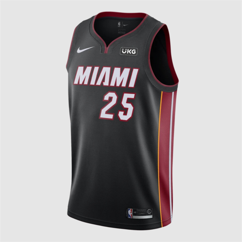 Men's Miami Heat #25 Jordan Mickey Black Stitched NBA Jersey