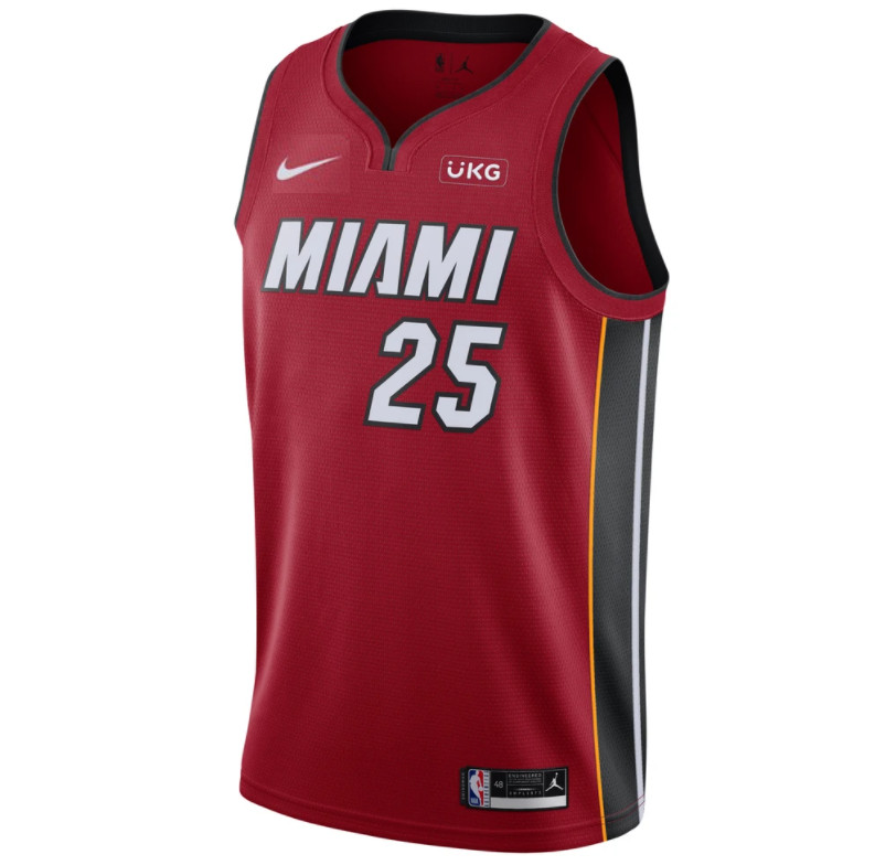Men's Miami Heat #25 Jordan Mickey Red Stitched NBA Jersey
