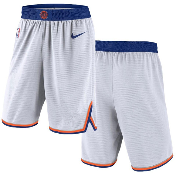 Men's New York Knicks White NBA Shorts (Run Smaller)