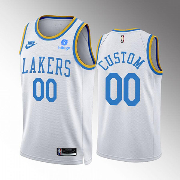 Men's Los Angeles Lakers Customized 2022/23 White Classic Edition Stitched Basketball Jersey