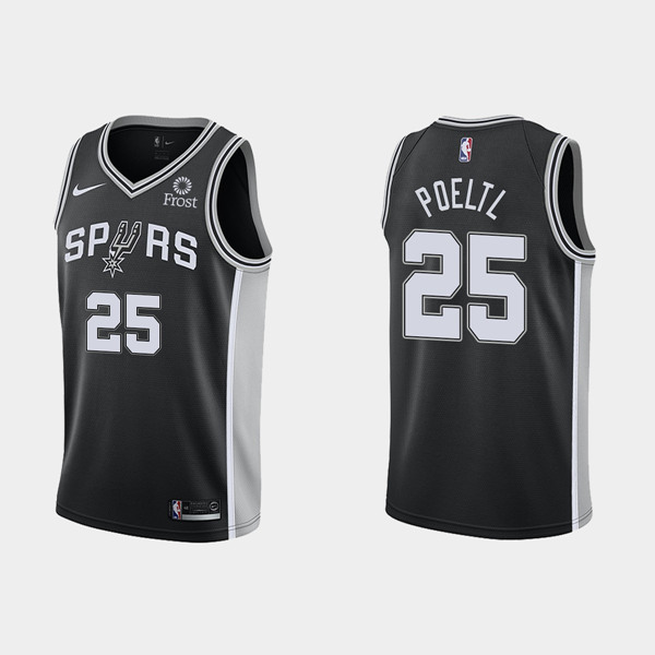 Men's San Antonio Spurs Black #25 Jakob Poeltl Black Stitched NBA Jersey