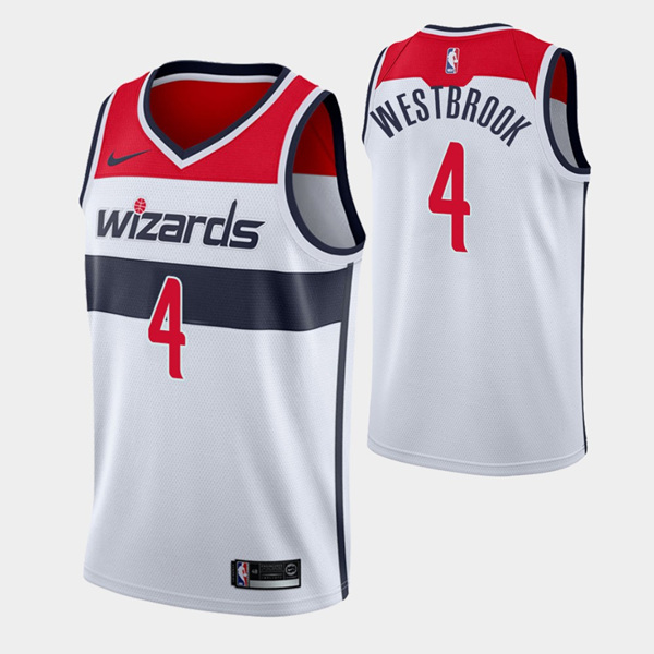 Men' Wizards #4 Russell Westbrook White Stitched NBA Jersey