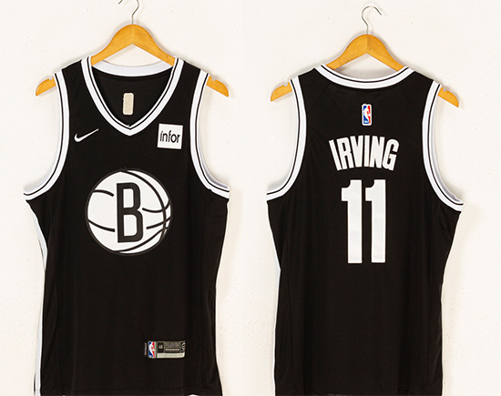 Men's Brooklyn Nets #11 Kyrie Irving Black 2019 Stitched NBA Jersey