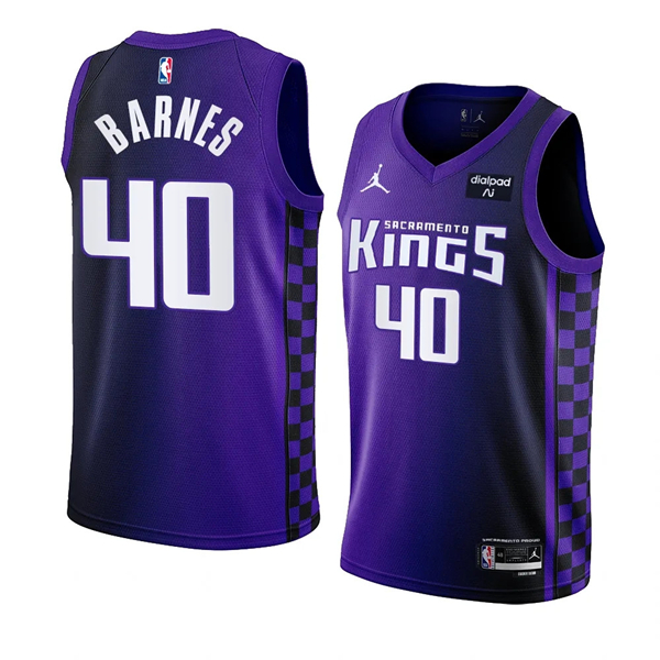 Men's Sacramento Kings #40 Harrison Barnes Purple 2023-24 Statement Edition Swingman Stitched Jersey