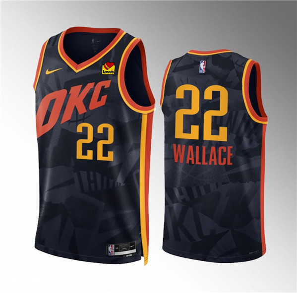 Men's Oklahoma City Thunder #22 Cason Wallace Black 2023/24 City Edition Stitched Basketball Jersey