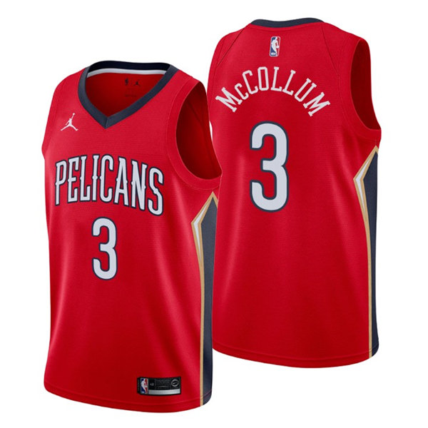 Men's New Orleans Pelicans #3 C.J. McCollum Red Swingman Stitched Jersey