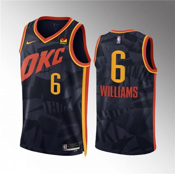 Men's Oklahoma City Thunder #6 Jaylin Williams Black 2023/24 City Edition Stitched Basketball Jersey
