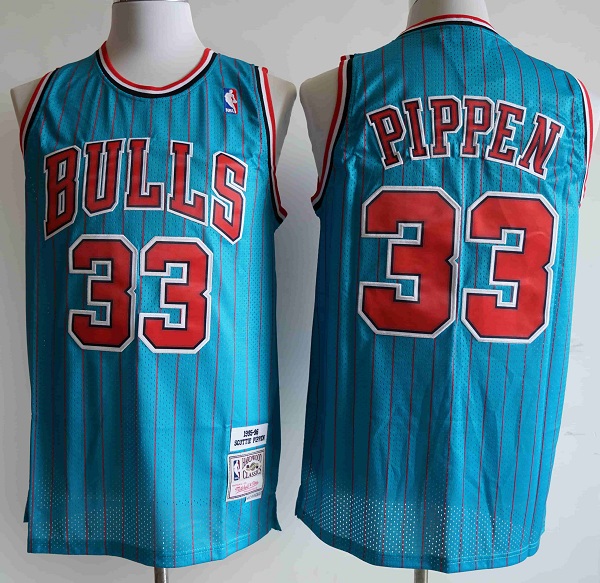 Men's Chicago Bulls #33 Scottie Pippen Blue Mitchell & Ness 1995-96 Hardwood Classics Reload Swingman Throwback Stitched NBA Jersey