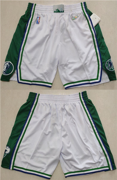 Men's Dallas Mavericks White/Green 75th Anniversary Shorts (Run Small)