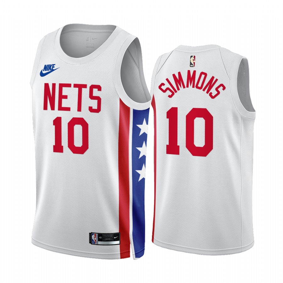 Men's Brooklyn Nets #10 Ben Simmons 2022/23 White Classic Edition Stitched Basketball Jersey
