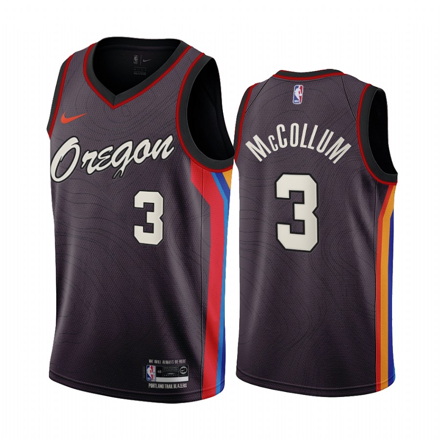 Men's Portland Trail Blazers #3 C.J. McCollum Chocolate City Edition 2020-21 Stitched NBA Jersey