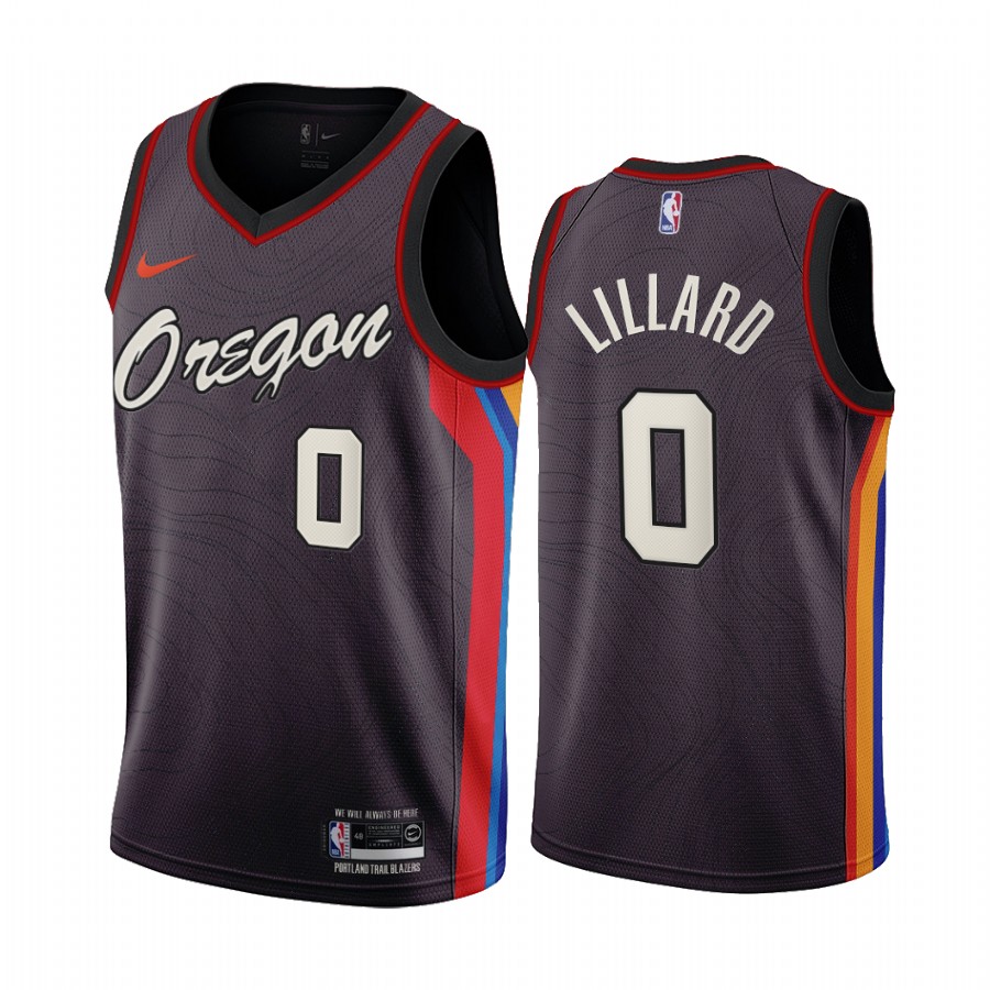Men's Portland Trail Blazers #0 Damian Lillard Chocolate City Edition 2020-21 Stitched NBA Jersey
