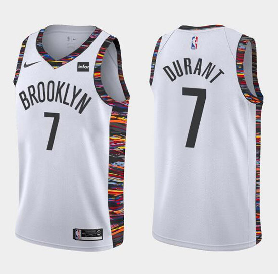 Men's Brooklyn Nets #7 Kevin Durant White 2019 City Edition Stitched NBA Jersey