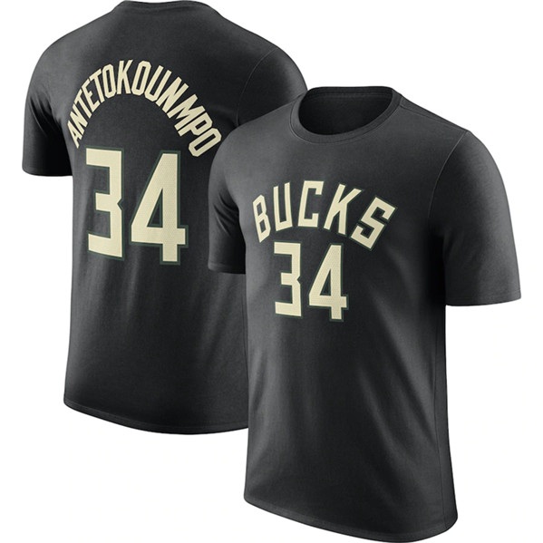 Men's Milwaukee Bucks #34 Giannis Antetokounmpo Black 2022/23 Statement Edition Long Sleeve T-Shirt