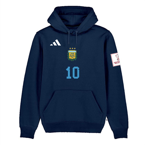 Men's Argentina #10 Messi Navy 2022 FIFA World Cup Soccer Hoodie 001
