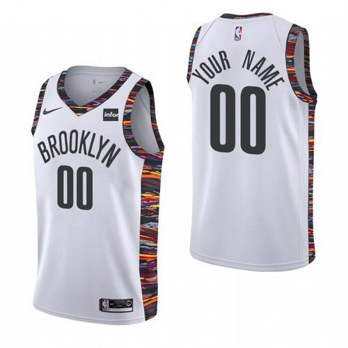 Men's Brooklyn Nets Active Players Custom White 2019 City Edition Stitched NBA Jersey