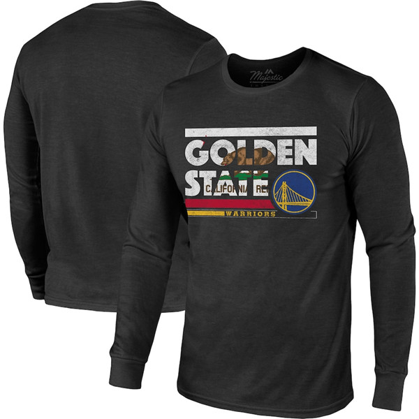 Men's Golden State Warriors 2022 Black State Tri-Blend Long Sleeve T-Shirt