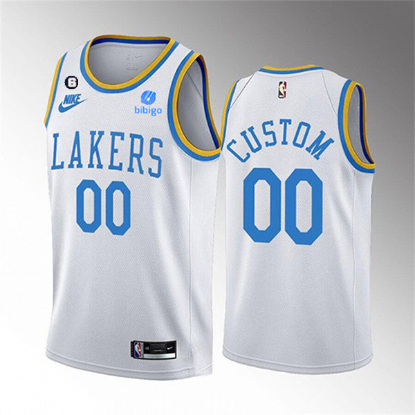 Men's Los Angeles Lakers 2022-23 Active Player Cutom White No.6 Patch Stitched Basketball Jersey
