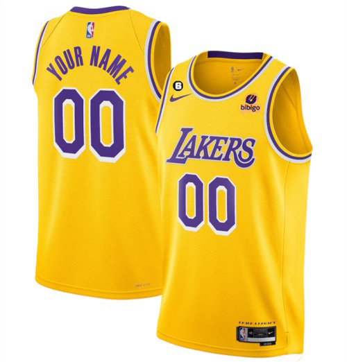 Men's Los Angeles Lakers 2022-23 Active Player Cutom Yellow No.6 Patch Stitched Basketball Jersey
