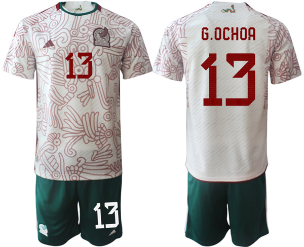 Men's Mexico #13 G.ochoa White Home Soccer Jersey Suit 001