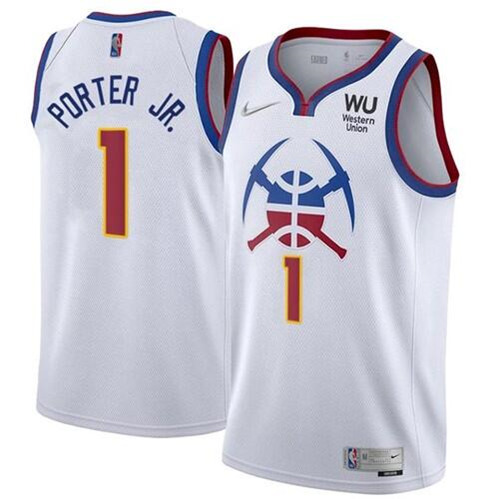 Men's Denver Nuggets #1 Michael Porter Jr. White Stitched NBA Jersey