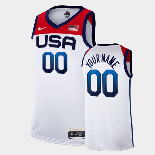 Men's USA Basketball Active Player Custom 2021 Summer Olympics White Limited Stitched Jersey