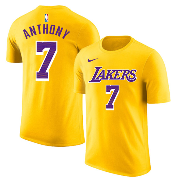 Men's Los Angeles Lakers #7 Carmelo Anthony Yellow Basketball T-Shirt