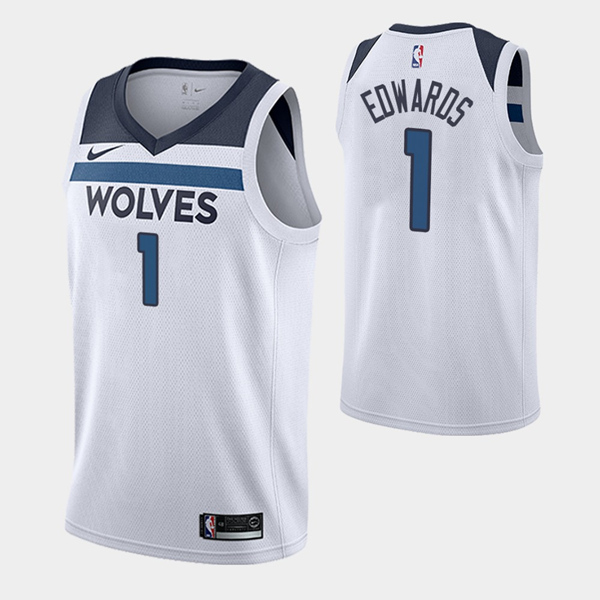 Men's Minnesota Timberwolves #1 Anthony Edwards White Stitched NBA Jersey [NBA_Minnesota 