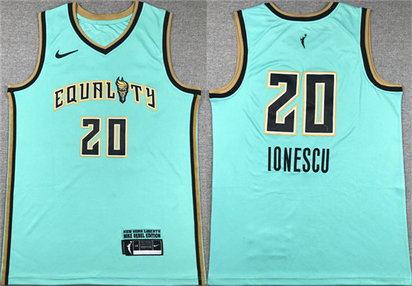 Men's Indiana Fever #New York Liberties #20 Sabrina Ionescu Teal Stitched Jersey