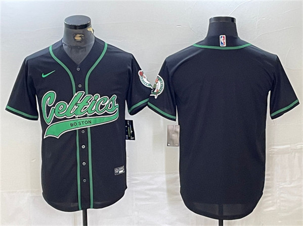 Men's Boston Celtics Blank Black Stitched Baseball Jersey