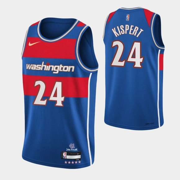 Men's Washington Wizards #24 Corey Kispert 75th Anniversary 2021/2022 Blue City Edition Swingman Stitched Jersey