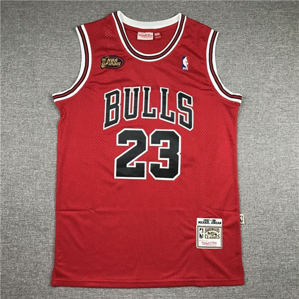 Men's Chicago Bulls #23 Michael Jordan Red 1997-98 Finals Throwback Stitched NBA Jersey