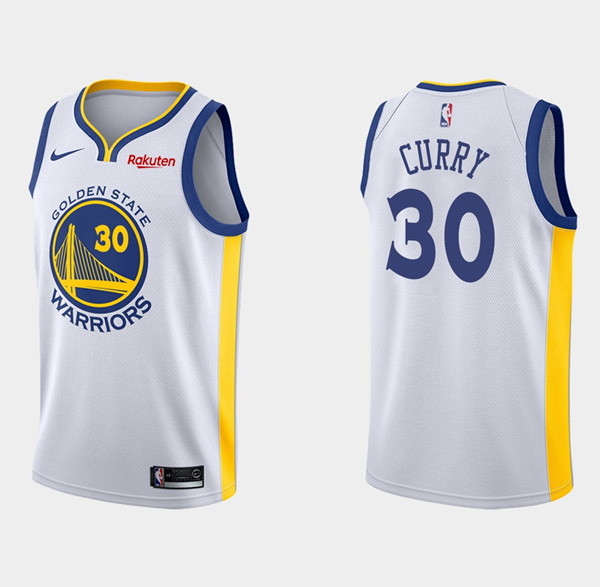 Men's Warriors #30 Stephen Curry White Stitched NBA Jersey