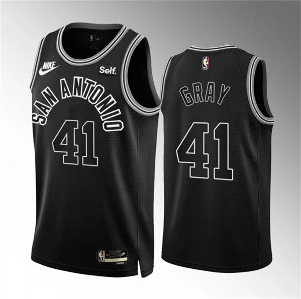 Men's San Antonio Spurs #41 Raiquan Gray 2022/23 Black Classic Edition Stitched Basketball Jersey