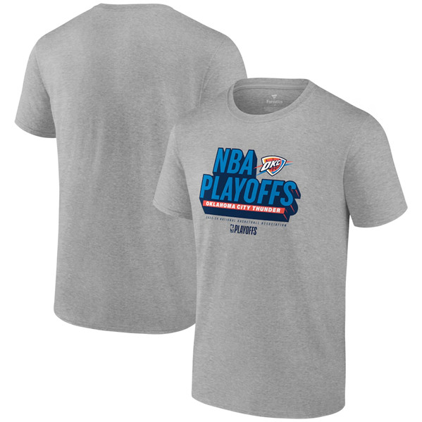 Men's Oklahoma City Thunder Heather Gray 2024 Playoffs Defensive Stance T-Shirt