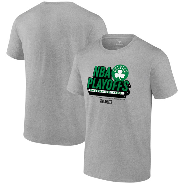 Men's Boston Celtics Heather Gray 2024 Playoffs Defensive Stance T-Shirt