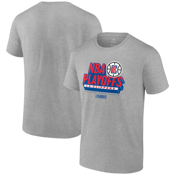 Men's Los Angeles Clippers Heather Gray 2024 Playoffs Defensive Stance T-Shirt