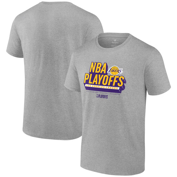 Men's Los Angeles Lakers Heather Gray 2024 Playoffs Defensive Stance T-Shirt