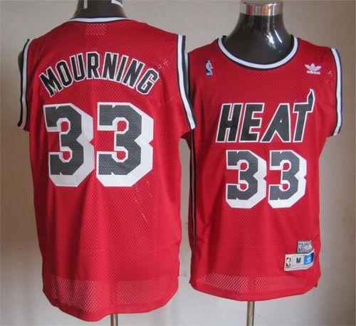 Heat #33 Mourning Red Throwback Stitched NBA Jersey