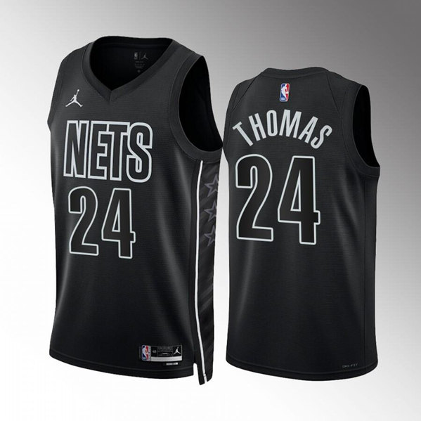 Men's Brooklyn Nets #24 Cam Thomas 2022/23 Black Statement Edition Stitched Basketball Jersey