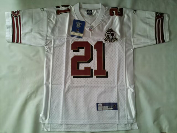 Men's San Francisco 49ers #21 Frank Gore White 60th Anniversary Limited Football Stitched Jersey