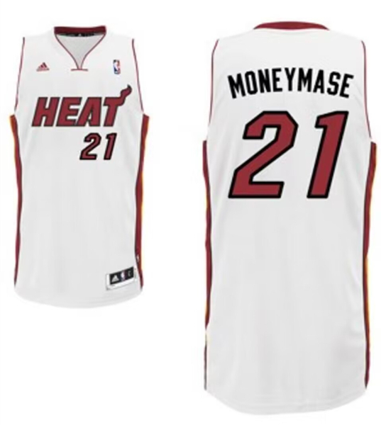 Men's Miami Heat #21 Moneymase White nickname Stitched Basketball Jersey