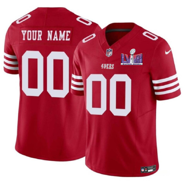 Men's San Francisco 49ers Active Player Custom Red 2024 F.U.S.E. Super Bowl LVIII Patch Vapor Untouchable Limited Football Stitched Jersey