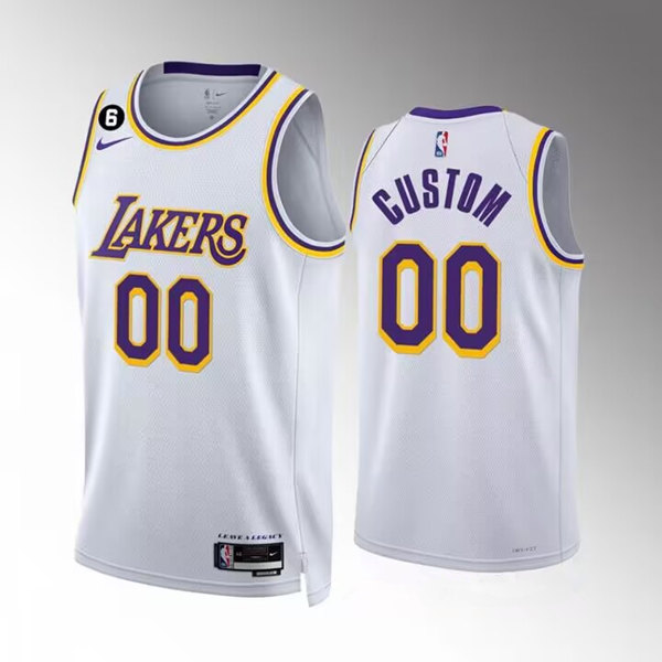 Men's Los Angeles Lakers Active Player Cutom 2022-23 White With NO.6 Patch Association Edition Swingman Stitched Basketball Jersey